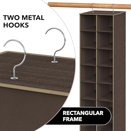 Simple Houseware 20 Section Shelves Hanging Shoes Organizer Holder for Closet, Brown - color: Brown