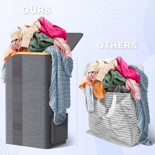 BlissTotes Laundry Basket with Lid, 100L Clothes Laundry Hamper with Handles and Removable Laundry Bag, Breathable Design Hamper with Lid for Bedroom, Bathroom, Dorm, Laundry Room - Light Grey - color: Light Grey, size: 100L