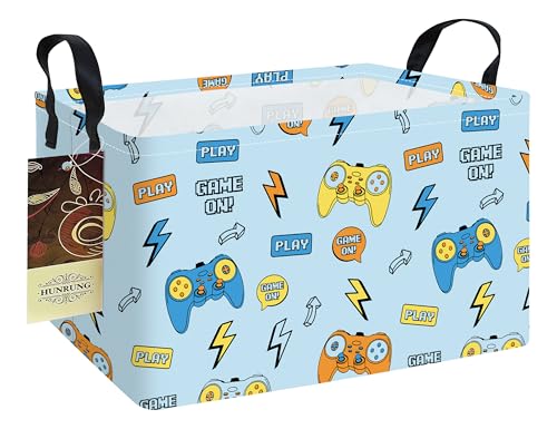 HUNRUNG Rectangle Storage Basket Cute Canvas Organizer Bin for Pet/Children Toys, Books, Clothes Perfect for Rooms/Playroom(REC-Color Game) - color: REC-Color Game