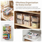 Nicunom 8 Packs Small Storage Bins with Lids, 3.2 QT Clear Storage Latch Box Plastic Storage Bins Stackable Storage Containers for Organizing