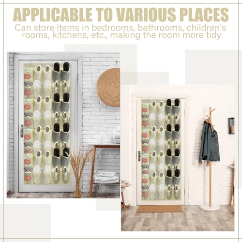 Windyun 40 Over the Door Shoe Organizer Large Breathable Mesh Pockets Hanging Shoe Rack for Closet Beige Behind Door Hanger Storage Holder Nonslip Hooks for Women Men Entryway Bedroom Utility Room - color: Beige