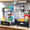 Mlinavn 2 Pack Under Sink Organizer,Pull Out Cabinet Organizer 2 Tier Slide Out Sink Shelf Cabinet Organizer and Storage,Adjustable Under Counter Organizers for Under Kitchen Bathroom Organization