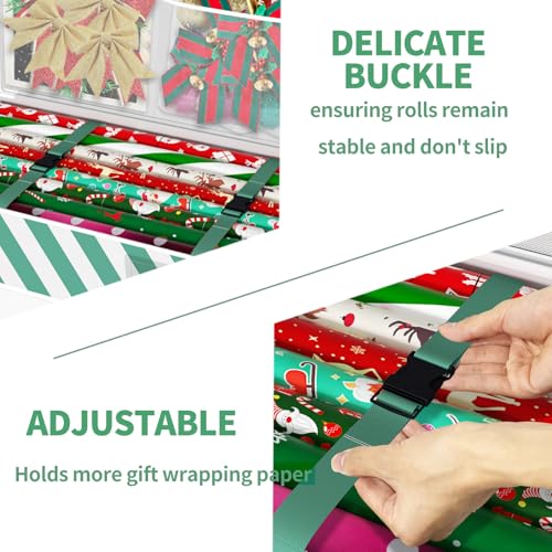 Safana 2 Pack Wrapping Paper Organizer Storage Bag, 42" Durable 600d Oxford Gift Wrapping Organizer Box Under Bed Storage Containers for Decorations Paper Rolls, Ribbons, Balls, Bows (Green Stripe) - color: Green Strip 2pcs, size: 42inch