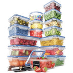 Chef's Path 32 Piece Airtight Food Storage Containers with Royal Blue Easy Snap Lids, 16 Containers and Lids, Stackable Kitchen and Pantry Canisters for Meal Prep and Food Storage -Transparent - color: Pack of 16 - Blue