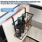 2 Pack Cabinet Door Organizer with Towel Bar, Over The Cabinet Door Storage with Towel Holder for Kitchen Cutting Board,Black