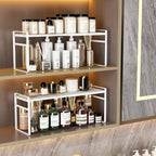 1pcs Medicine Cabinet Organizer Stretchable Storage Box for Bathroom Stackable Mirror Cabinets Vanity Small Narrow Shelf Slim Trays Holder (White, Normal)