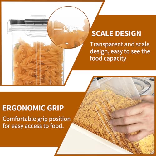 HKJ Chef Cereal Containers Storage Set (4L / 135.2oz), 6PCS Airtight Food Storage Containers with Lids, Cereal Dispensers for kitchen Pantry Organizers and Storage with Pour Spout, 20 Labels, Marker - color: 6 Pack