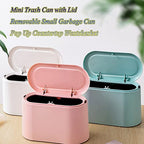 LTWQLing Mini Trash Can with Lid - Removable Small Garbage Can, Tiny Plastic Trash Bin, Pop Up Countertop Wastebasket, Counter Garbage Lint Bin for Bathroom,Office,Kitchen,Desk,Coffee Table(Pink) - color: Pink