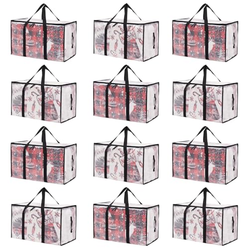Moving Bags Heavy Duty Extra Large, Alternative for Moving Boxes & Moving Supplies,Clear Storage Bins with Lids, Plastic Packing Tote, Storage Bags for Clothes with Handles & Zippers(Clear, 12 Pack) - color: Clear, size: 12 Pack