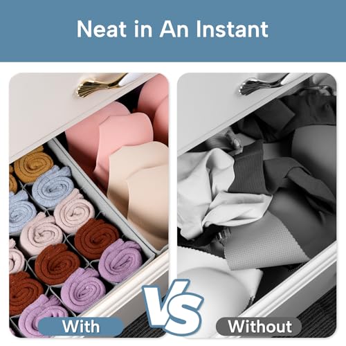 Criusia Drawer Organizer Clothes, 8 Pack Dresser Organizer for Underwear, Sock, Baby Clothes- Foldable Closet Organization and Storage Dividers Bins for Nursery, Bedroom (Grey) - color: Grey