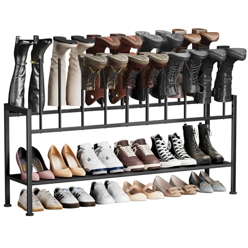 DIMJ Boot Rack 3-Tier - Black Metal Boot Storage Rack for Tall Boots Organizer Tall Boots, Multiuse Shoe Rack for Boots, Sneakers, High-Heel, Entryway, Fit for 10 Pairs, Black - size: 1 Pack -3 Tier 10 Pair