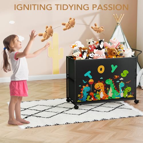 BBLIKE Toy Box for Kids - 200L Extra Large Toy Chest Storage with Wheels for Boys and Girls, Toy Organizer Bin for Stuffed Animals, Toy Basket for Bedroom, Nursery, Living Room, Playroom, Black - color: Black