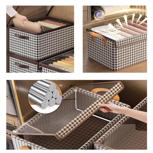 4PCS Foldable Storage Box with Lid - Extra Large Fabric Closet Organizer for Clothes, 18.5x11x7.9 Inch Canvas Bin, Collapsible Design for Bedroom, Shelf, Closet, Underbed (Black & White)