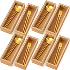 Kigley 8 Pieces Bamboo Drawer Organizer Kitchen Utensils Wooden Utensil Stackable Wooden Storage Box Bamboo Silverware Tray for Drawer(9 x 3 x 2 Inch,Wood) - size: 9 x 3 x 2 Inch