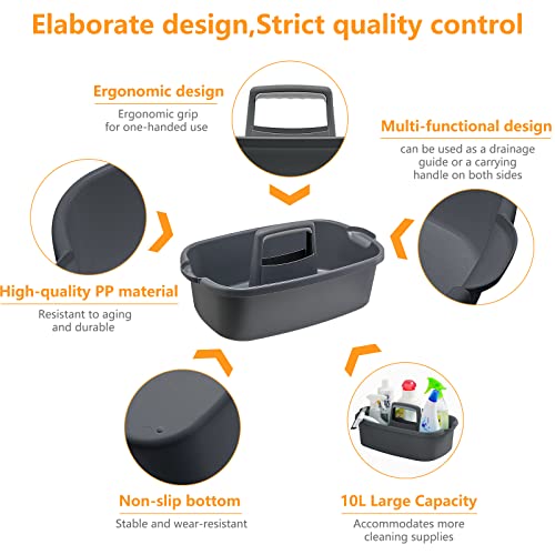 Goderewild Multi-Purpose Plastic Cleaning Caddy with Handle, Shower Caddy Organizer/Storage Basket/Totes Portable for Bathroom Supplies, Cleaning Products, Under Sink Tool, Housekeepers (Grey) - color: Grey, size: 1 Pack