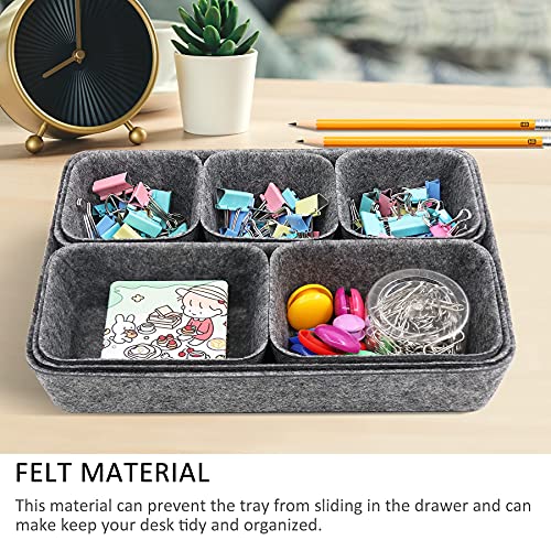 Newthinking Desk Drawer Organiser Trays, 8 Pack Square Organizer Box Stackable Dividers, Save Desk Space Dividers Box for Home Office Cosmetics Storage Boxes (Dark Gray)