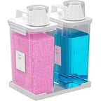 77.8OZ Laundry Detergent Dispenser Container, 2 Pack Liquid Laundry Dispenser, Plastic Detergent Dispensers for Laundry Room/Powder/Fabric Softener with Labels/Tray, Clear - color: 2Pack 77.8OZ With Tray
