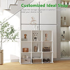 C&AHOME Cube Storage, 9-Cube Bookshelf, Plastic Closet Cabinet Organizer, DIY Stackable Bookcase, Modular Shelving Units Ideal for Home, Office, Kids Room, 36.6" L x 12.4" W x 48.4" H Milky UPCS09M - color: Milky