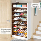 Tribesigns Tall Shoe Cabinet, 9 Tiers 40-45 Pairs Heavy Duty Wood Freestanding Shoe Storage Cabinet, 70.8'' Tall Shoe Cabinet with Open Storage for Entryway (1, White/Brown) - color: White/Brown