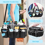 HODRANT Extra-Large Wearable Cleaning Caddy, Organizer Bag for Products, Housekeeper Tote With Pad, Handle & Divider, Car Wash Tools Bag for Detailing Supplies, Gray Edge - color: Black with gray edge