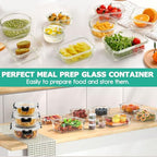 34pcs Glass Food Storage Containers with Lids Set, Airtight Glass Meal Prep Containers (17 Containers & 17 Lids), Leak Proof Lunch Container BPA-Free, Microwave, Oven, Freezer, Dishwasher Safe-Black - color: Black