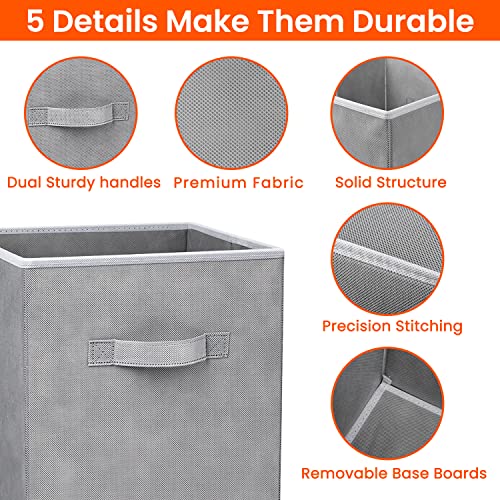 Criusia Large Storage Cubes - 13 Inch Heavy Duty Fabric Storage Bins for Shelves Closet, Cube Organizer - 8 Pack Collapsible Cube Storage Bins Baskets for Organizing Clothes Blankets Toys (Grey) - color: Grey, size: Large -13 inches