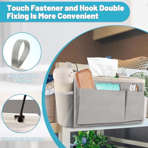 BlissTotes Bedside Caddy, Bedside Storage Organizer for Bunk Bed Accessories, Dorm Storage for Bedside Shelf and Bunk Bed Shelf, Bed Caddy for Home, Dorm, Bunk (Light Gray, 1 Pack) - color: Light Gray