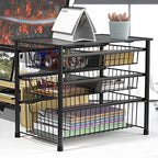 Simple Houseware Stackable 3 Tier Sliding Basket Organizer Drawer, Black - color: Black, size: 3-tier