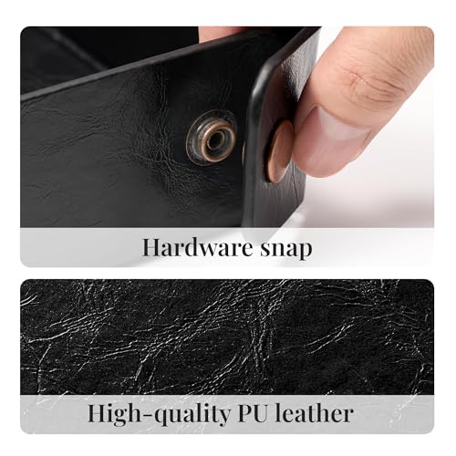 Catch All Valet Tray - EDC Organizer for Key, Wallet, Watch, Jewelry, Phone, coin change | Faux Leather Storage Tray for Dresser, Nightstand, Desk, Entryway, Travel Storage | Black - color: Black
