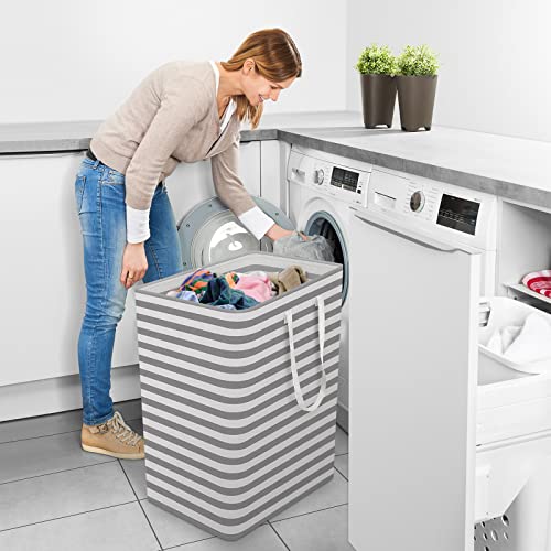 StorageRight Laundry Basket Hamper Large Collapsible Laundry Hamper with Easy Carry Handles，Freestanding Clothes Hampers for Laundry, Bedroom, Dorm, Clothes, Towels, 100L, Grey - color: Grey, size: 100L