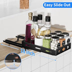 BOIVSHI Pull Out Spice Rack Organizer for Cabinet, Heavy Duty-Slide Out Spice Rack, Vertical Spice Rack for Kitchen Cabinet and Pantry (6.3''Wx10.5''Dx2.8''H, Metal Black) - size: 6.3''Wx10.5''Dx2.8''H,1 Tier