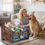 handrong Large Dog Toy Basket,Wood Dog Toy Box,Cat Toy Basket Box,Dogs Toys Storage Bin,Pet Toys Baskets for Living Room Outdoors Organizing Storage