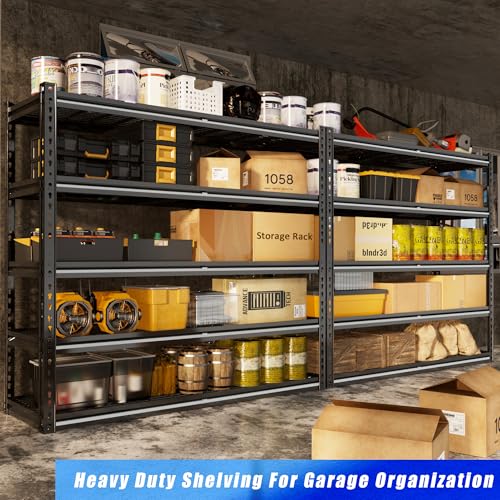 48" W Garage Shelves, 5-Tier Heavy Duty Garage Shelving Load 3030LBS, Adjustable Metal Storage Shelves, Wire Shelving for Warehouse,Industrial,Workshop,Basement, 48" W x 24" D x 72" H - color: Black-visible Hole, size: 48" W x 24" D x 72" H