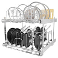 2-Tier Kitchen Pull out Cabinet Organizer for Pots, Pans, and Lid Cookware, Adjustable Heavy Duty Wire Pan and Pot Rack, Full-Extension Rail 21" W *22" D - size: 21W*22D