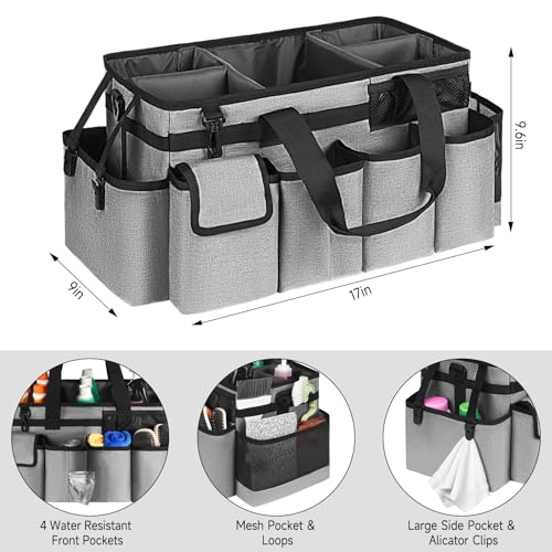 Cleaning Caddy Bag,Extra Large Cleaning Supplies Organizer with Handle for Housekeepers,Gray - color: Grey, size: Extra Large