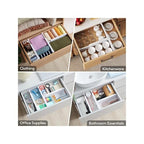 6 Pack Adjustable Drawer Dividers (10.8–17.9”) – Expandable Slide-Lock Plastic Drawer Organizer for Clothes, Kitchen, Bathroom & Office – Tool-Free White Drawer Separators