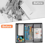 Desk Drawer Organizer Tray, Office Junk Drawer Organizer with 3 Compartments, Metal Mesh Dividers Pen Pencil Storage Box for Office Supplies Desk Accessories Workspace School Cosmetic Organization