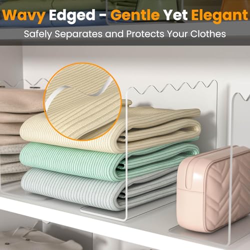 OKPOW Shelf Dividers for Closet Organization: 10" Tall X 12" Deep, Acrylic Clear Separators for Clothes, Vertical Shelf Dividers, Storage for Sweater Purse Handbag Shirts, 8 Pack - color: 8 Pack, size: 10" Tall X 12" Deep