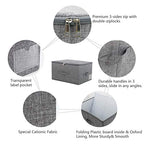 iwill CREATE PRO Pack of 3, 17.7 * 13.8 * 9.8" Stackable Folding Storage Baskets with Lid & Carry Handles & Memo Pocket, Good Wardrobe Separator Bins, Dark Gray - color: Dark Gray, 3pcs