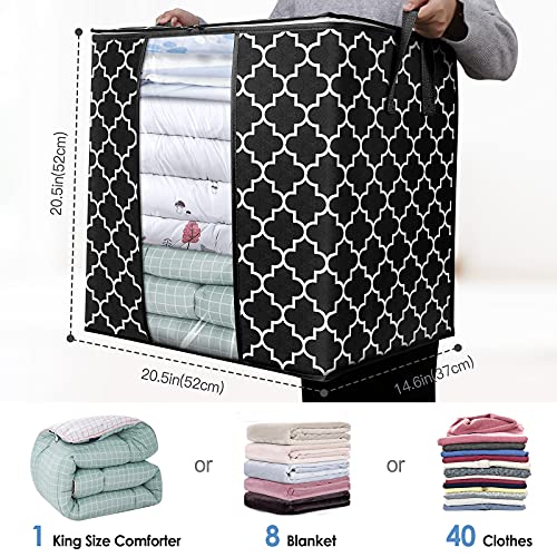 WISELIFE Storage Bags 2 Pack/100L Large Blanket Clothes Organization and Storage Containers for Comforters,Bedding, Foldable Organizer with Reinforced Handle, Clear Window, Sturdy Zippers,Black - color: Black, size: 2x 100L