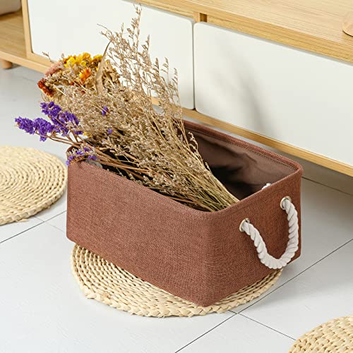TheWarmHome Fabric Storage Basket for Home, Shelf, Closet - Canvas Bin for Dog Toys and Baby Items (Brown, 1 Pack, 13.8L9.8W6.7H) - color: Brown, size: Medium -13.8Lx9.8Wx6.7H