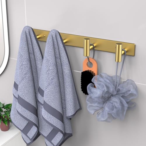VAEHOLD Hat and Coat Wall Mount Rack - Hooks for Robes, Bags, Keys, and Towels - Bathroom Towel Hanger Organizer (Gold, “T“ Shape 4 Hooks 2 Pack) - color: Gold, size: “T“ Shape 4 Hooks 2 Pack
