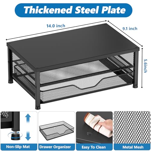 OPNICE Computer Monitor Stand Riser, Desk Organizer with Drawer, Printer & Laptop Stand, Office Desk Accessories & Workspace Desktop Organizers Storage for Office Supplies(Black 2-Pack) - color: Black 2-Pack
