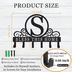 Personalized Metal Monogram Key Holder Wall Mount, Custom Letter Metal Key Holder for Wall Key Hooks Coat Rack, Perfect for Bathroom, Living Room, Kitchen - style: S