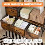 Clothing Rack with Fabric Drawers & LED Lights, 39.4W*57H Dresser with Hanging Rack, Free Standing Wardrobe Closet with Shelves, Closet Organizer with Drawers for Bedroom, Small Space, Apartment - color: Brown