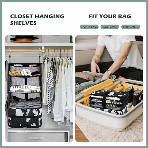 Surblue Hanging Closet Storage Bag Collapsible 3-Shelf Washable Oxford Fabric with 2 Hooks (L 11.41 * 11.41 * 19.68in, Camouflage) - color: Camouflage, size: L 11.41*11.41*19.68in