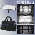 SCAVATA Wearable Cleaning Caddy Bag, Cleaning Caddy Supplies Organizer with Handle & Shoulder Straps for Housekeepers, Under Sink & Car Cleaning Tool Organizers with 4 Foldable Divider Navy (DarkBlue) - color: DarkBlue