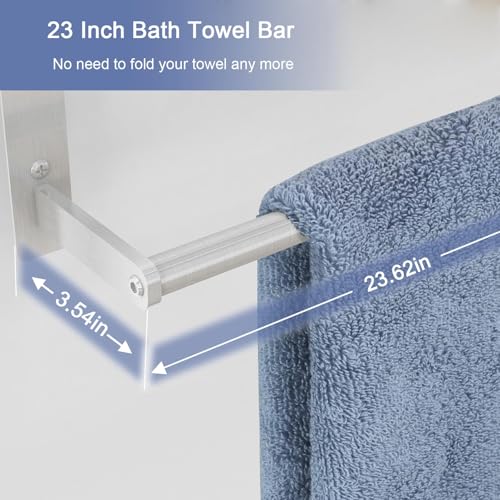 Hotel Towel Racks for Bathroom Wall Mounted, BETHOM 24 Inch Towel Shelf for Bathroom, 3-Tier Bathroom Towel Rack with Tower Bars, Brushed Nickel - color: Brushed-nickel, size: 24IN (1 Bar)