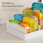 Lifewit Kitchen Cabinet Organizer for Food Contanier Lid, Lid Holder with 6 Adjustable Dividers & 7 Sections for Pantry Organizers and Storage, Home Drawer Organization, Large, 13" x 10" - size: Large(13" x 10")
