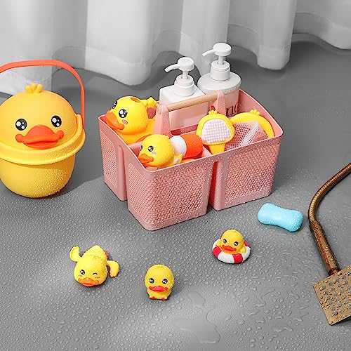 rejomiik Portable Shower Caddy Basket Plastic Cleaning Caddy Organizer Storage Tote with Handle for Bathroom, College, Dorm Room Essentials, Pink - color: Pink